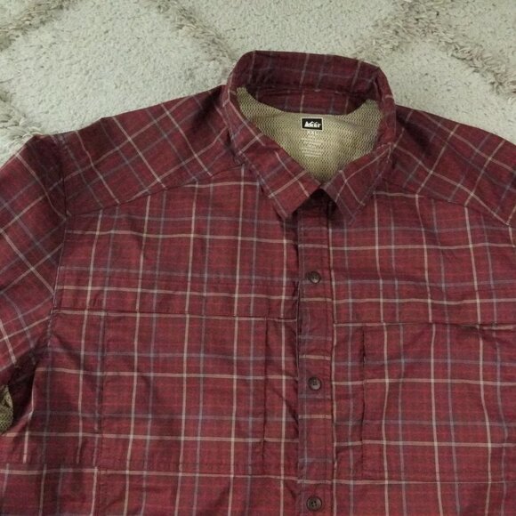 REI Men's Casual Button Down Shirt - Red Plaid - Picture 3 of 10